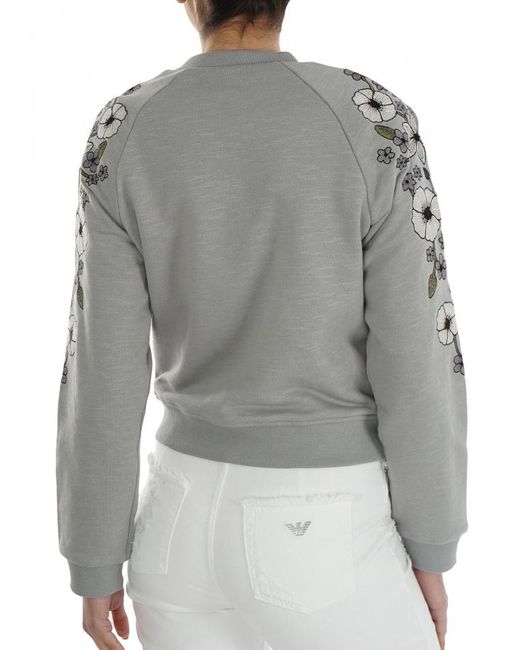 Emporio Armani Gray Embroidered Zipper Casual Jacket