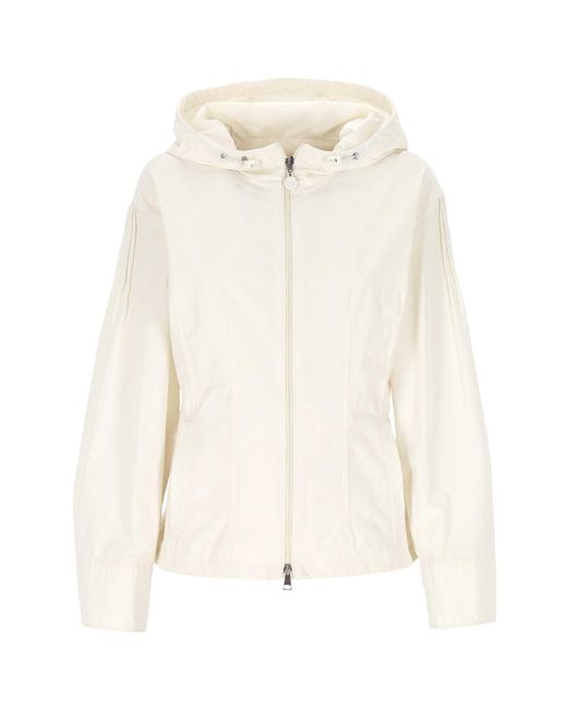 Moncler White Zip-Up Hooded Jacket