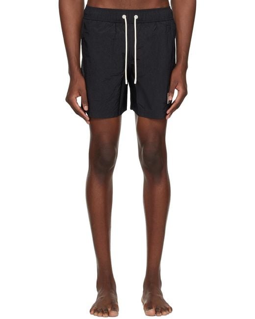 Palm Angels Black Monogram-Patch Drawstring Swimming Shorts for men