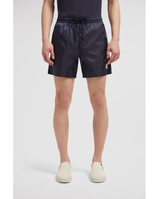 Moncler Blue Monogram Jacquard Swim Shorts for men