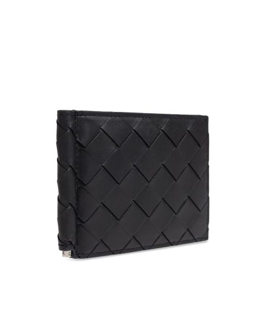 Bottega Veneta Black Intrecciato Bill Clip Wallet for men