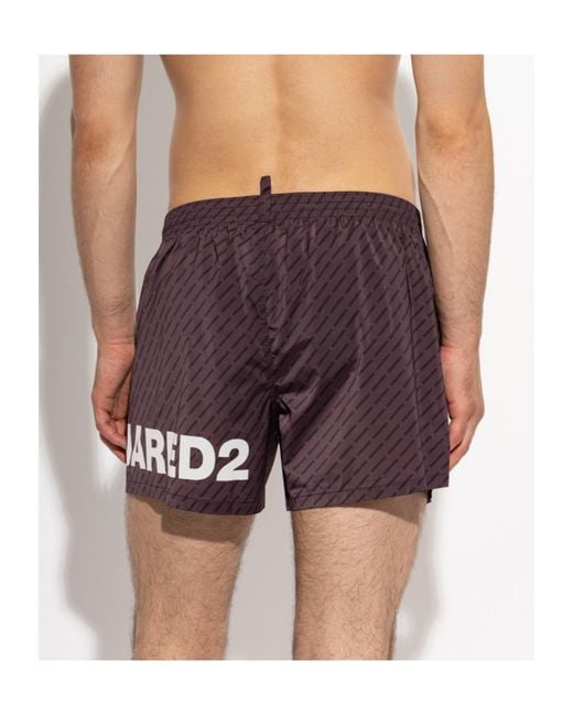 DSquared² Purple Wide-Leg Swim Shorts for men