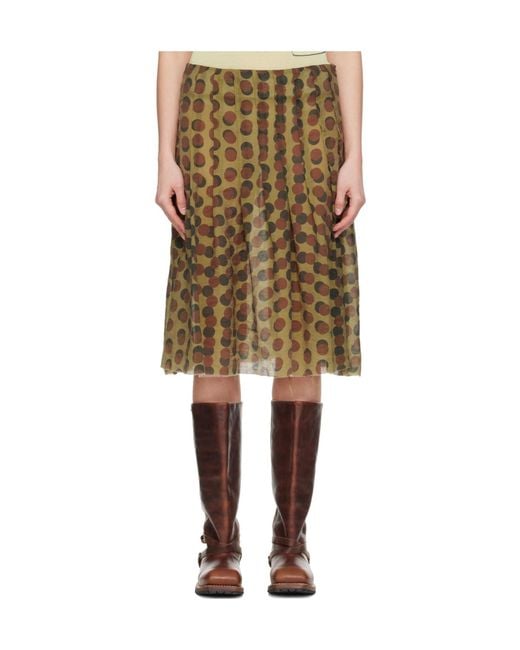 Edward Cuming Natural Optical Pleated Midi Skirt