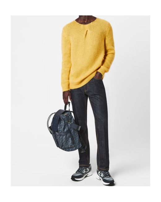 Fendi Yellow Crewneck Sweater for men