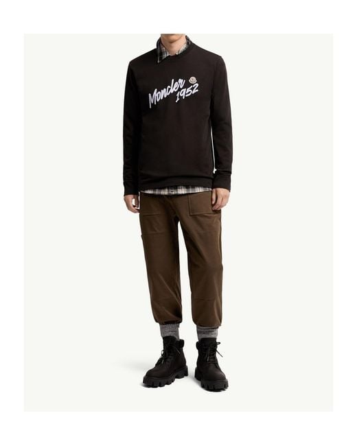 Moncler Black Logo Cotton Jersey Long Sleeve T-Shirt for men