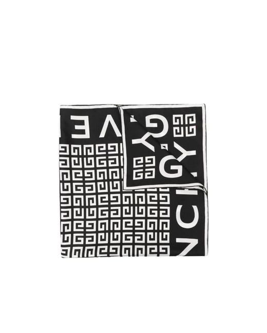 Givenchy Black Logo-Print Silk Scarf