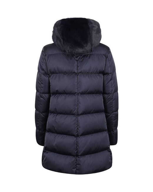 Herno Blue Hooded Quilted Down Coat