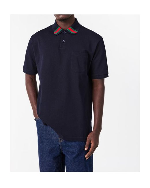 Gucci Blue Web Polo Sn62 for men