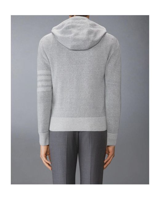 Thom Browne Gray 4-Bar Stripe Zip-Up Hoodie for men