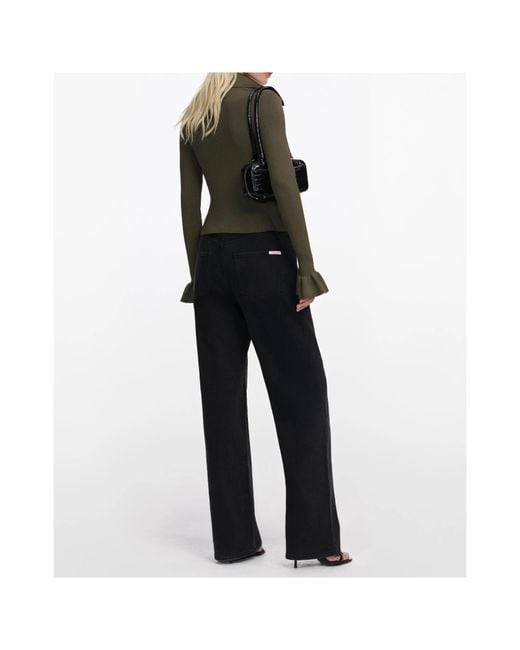 Self-Portrait Black Ruffled-Cuff Cardigan