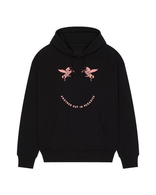 Givenchy Black Slogan Printed Drawstring Hoodie for men