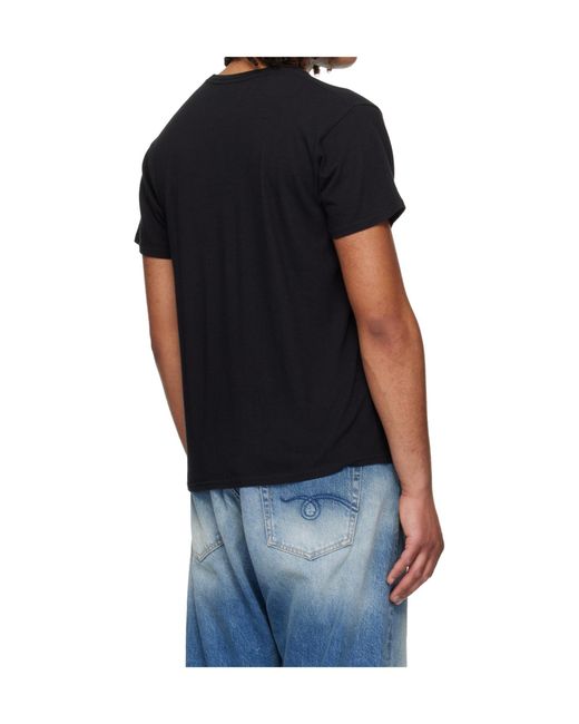 R13 Black Flaming Heart Crew Neck Short Sleeve T-Shirt for men