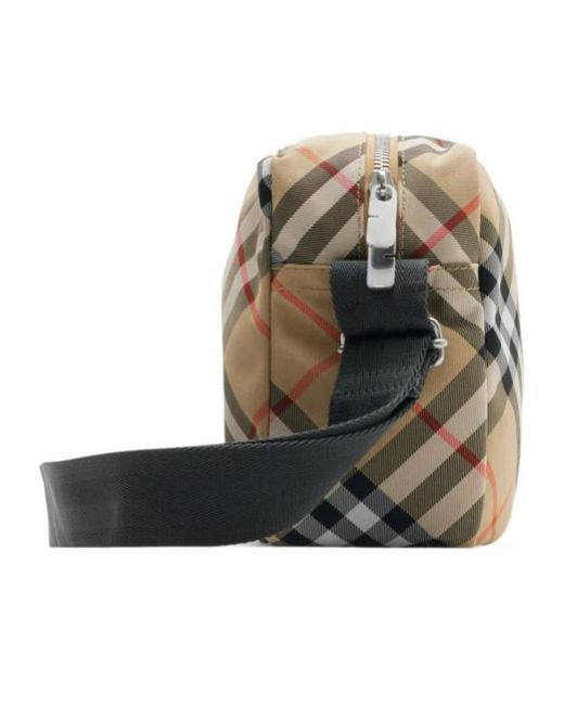 Burberry Gray Vintage Check Equestrian Knight Motif Messenger Bag for men