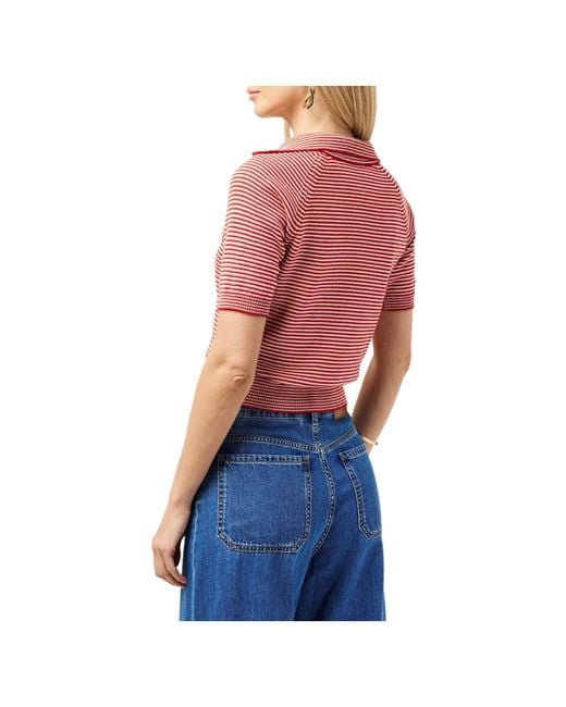 Weekend by Maxmara Red Horizontal Striped Knit Top
