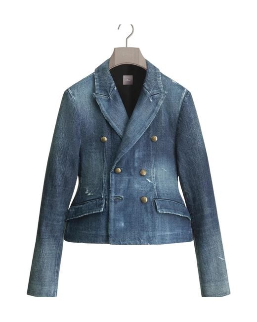 Dior Blue Cropped-Fit Bar Jacket for men