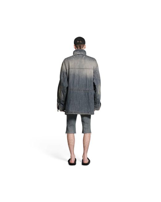 Balenciaga Blue Faded Denim Drawstring Jacket for men