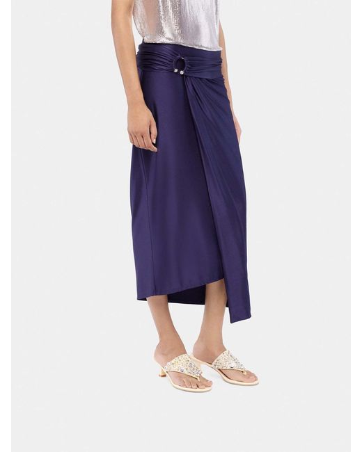 Rabanne Blue Rabanne Midi Piercing Jersey Skirt
