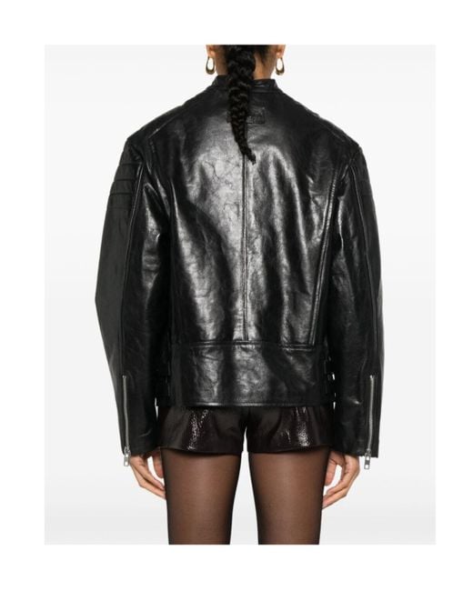 Twinset Black Leather Biker Jacket