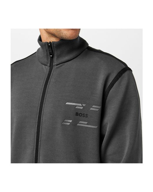 Boss Gray Standcollar Fullzip Track Jacket for men