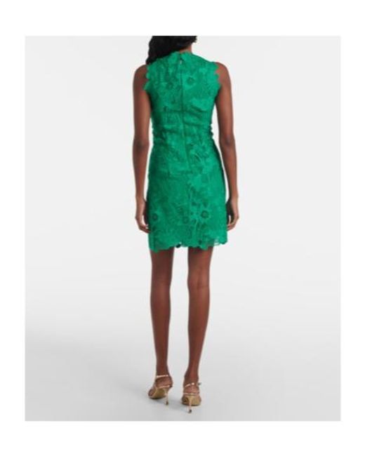 Monique Lhuillier Green Floral Lace Minidress