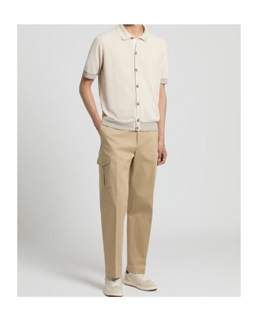 Peserico Natural Short-Sleeved Knitted Shirt for men