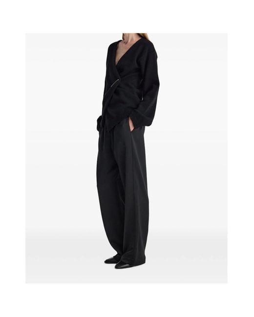 Rohe Black Off-Shoulder Wrap Cardigan