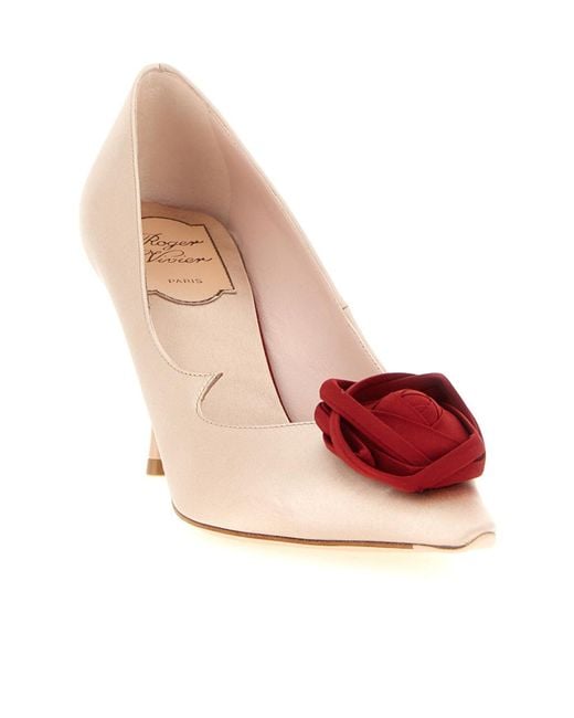 Roger Vivier Pink Rose Vivier Floral Detailed Pointed Toe Pumps