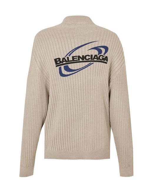 Balenciaga Gray Quarter-Zip Knit Top for men