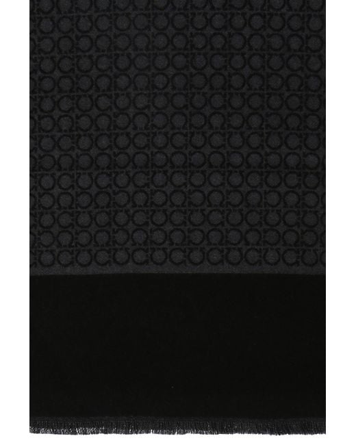 Ferragamo Black Ferragamo Gancini Monogram Scarf for men