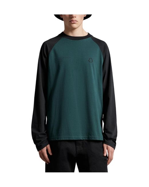 Moncler Green Logo Long Sleeve T-Shirt for men