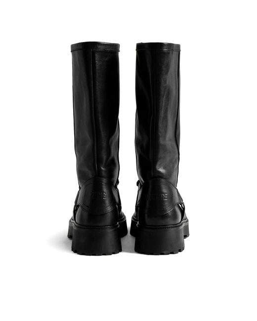 Zadig & Voltaire Black Angie Leather Biker Boots
