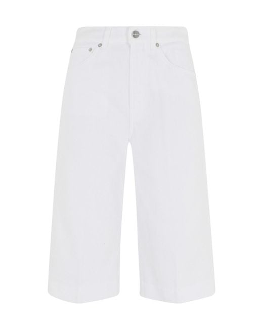 Dondup White Straight-Leg Bermuda Shorts