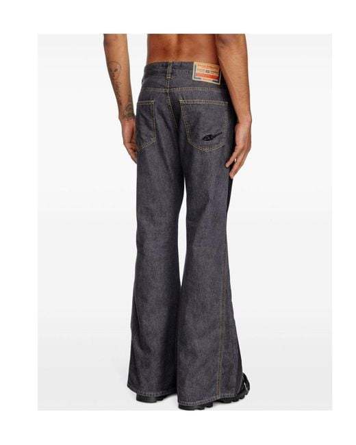 DIESEL Black Damiano David Coated Flared Jeans for men