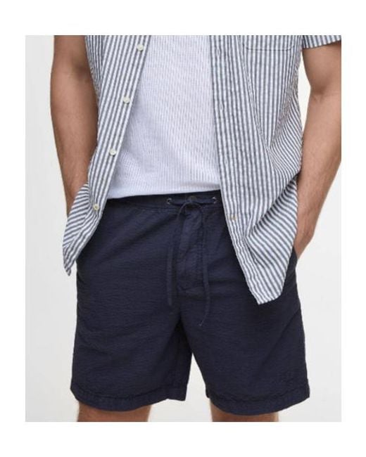 Barbour Blue Seersucker Drawstring Shorts for men