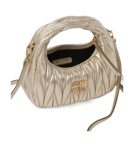 Miu Miu White Wander Matelassé Nappa Leather Hobo Mini-Bag