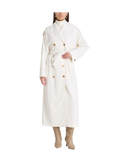 Max Mara White Double Breasted Pea Coat