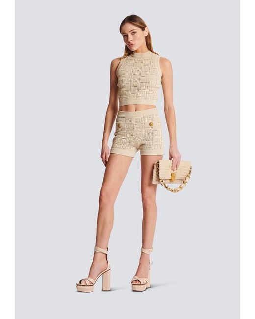 Balmain Natural Monogram Knitted Shorts