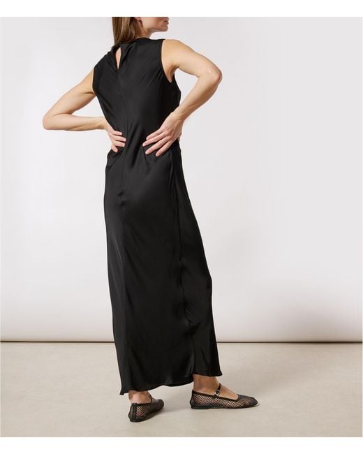 ROTATE BIRGER CHRISTENSEN Black Sequined V-Neck Sleeveless Midi Dress