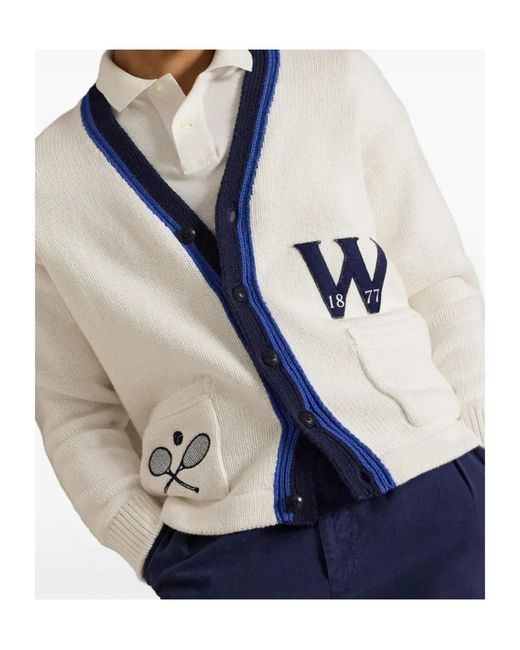Polo Ralph Lauren Blue X Wimbledon 2026 Striped Patch Cotton Cardigan for men