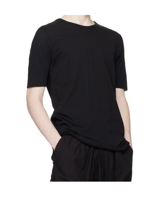 Thom Krom Black Ribbed-Panel T-Shirt for men