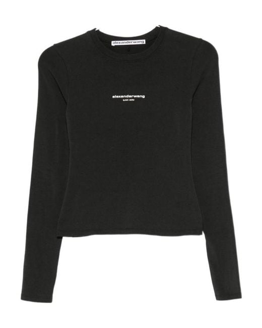Alexander Wang Black Fitted Ls T-Shirt W/ Logo Print