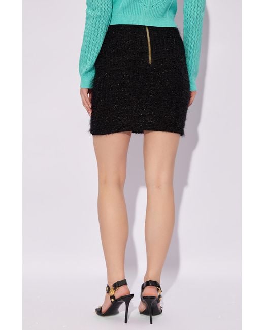 Balmain Black Tweed Mini Skirt
