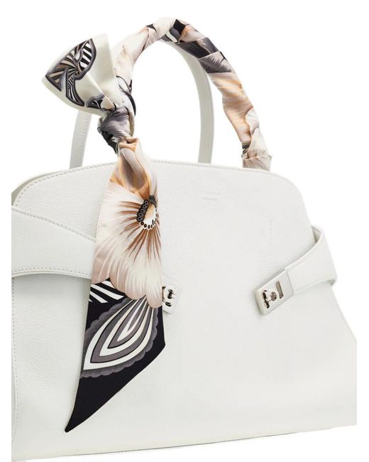 Ferragamo White Brezza Print Silk Bandeau