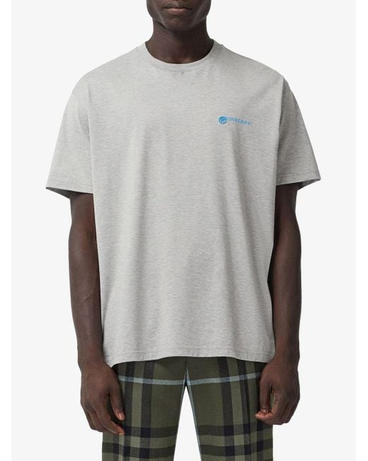 Burberry Gray Logo Print T-Shirt for men
