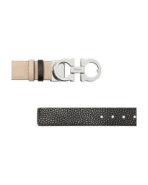 Ferragamo White Logo Double-Sided Belt