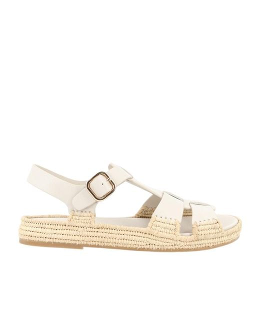 Paloma Barceló Natural Woven Flat Sandals
