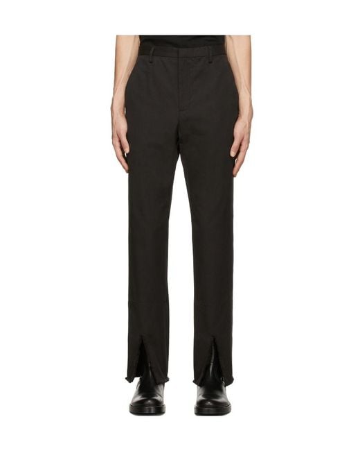 Dion Lee Black Split Fray-Trim Trousers for men