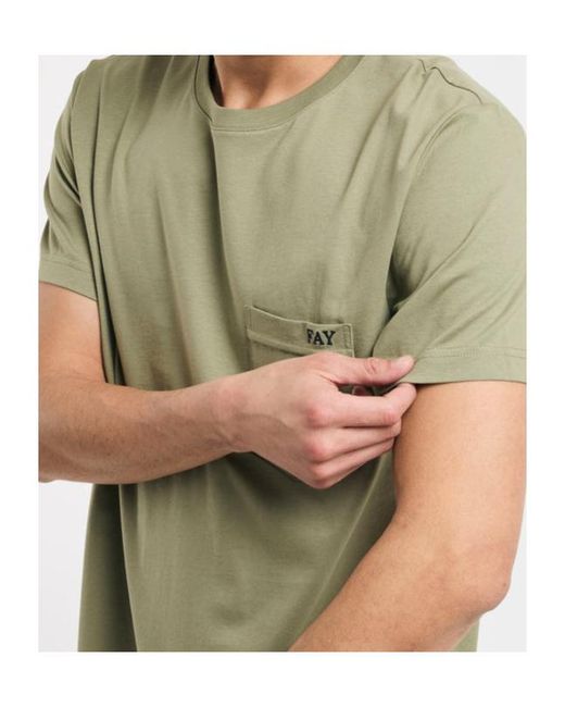 Fay Green Pocket Crew Neck T-Shirt for men