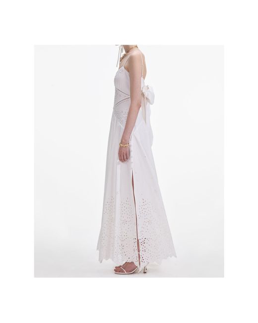 Self-Portrait White Embroidered Maxi Dress