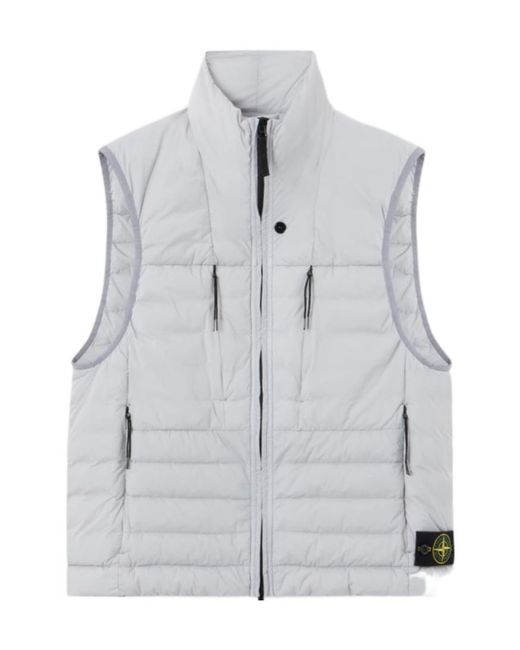 Stone Island Gray Down Vestwithanti-Drop Finish for men